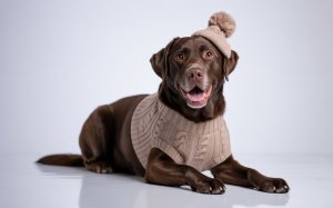 A photograph of a cheerful Labrador Retriever