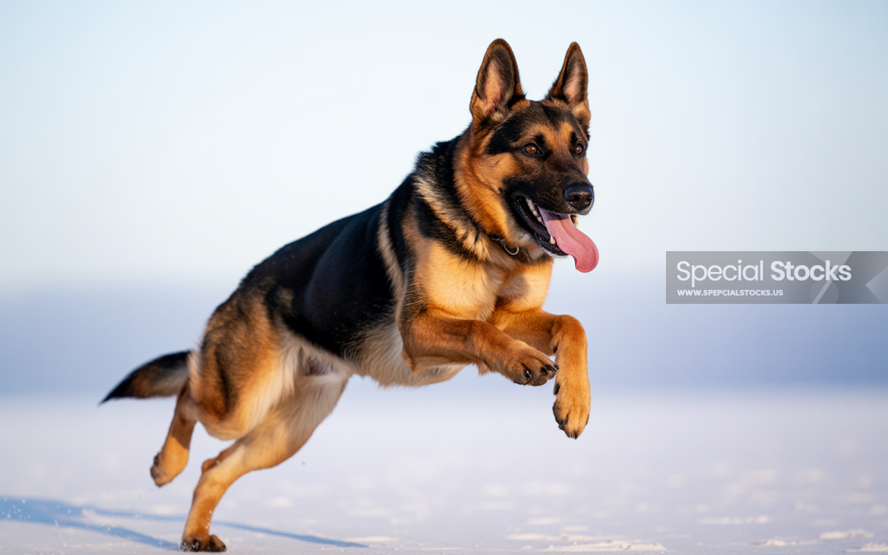 Jumping German Shepherd