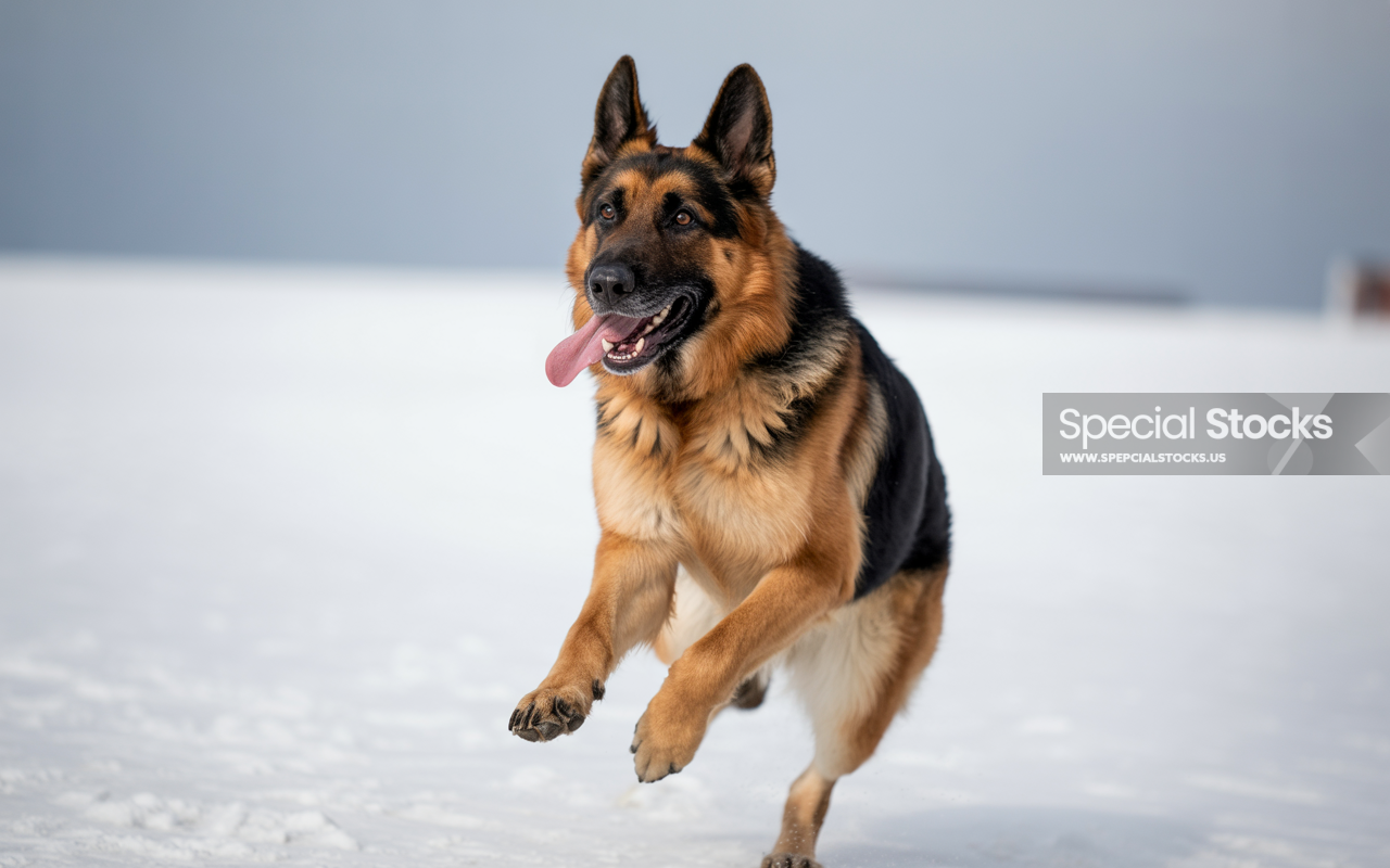 A Photograph Of A Lively German Shepherd